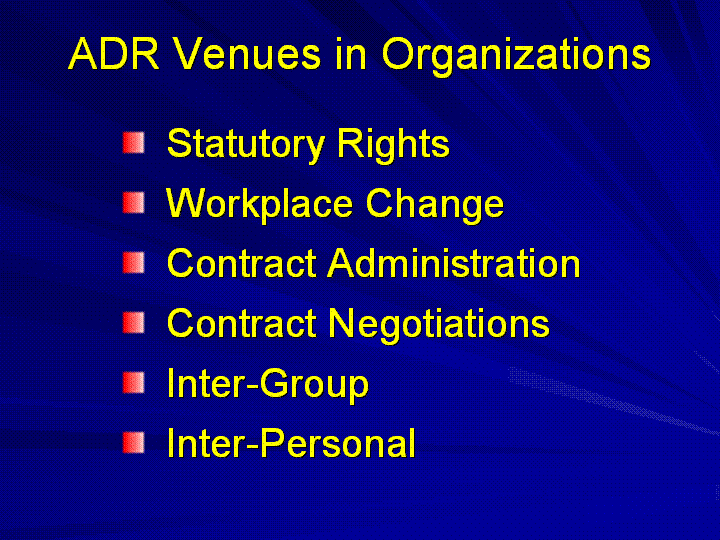 Organizational ADR Venues